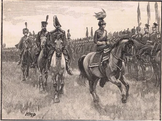 La reina de Prusia revisando el ejército en 1806